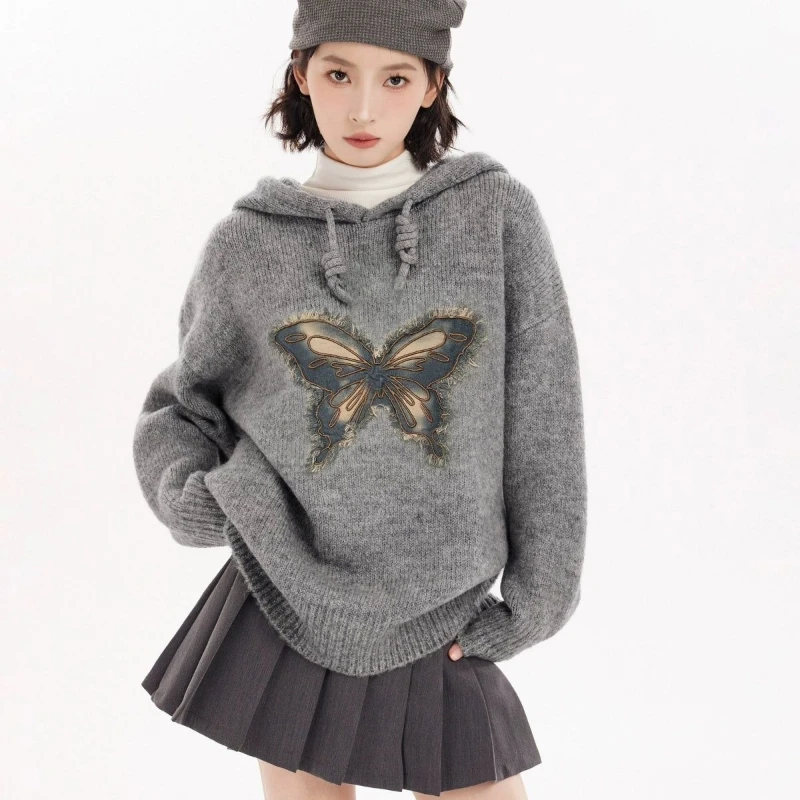 2000s Korean Fashion Loose Sweet Sweaters Y2k Subculture Casual Print Pullovers Jumpers Chic American Vintage Streetwear Hoodies