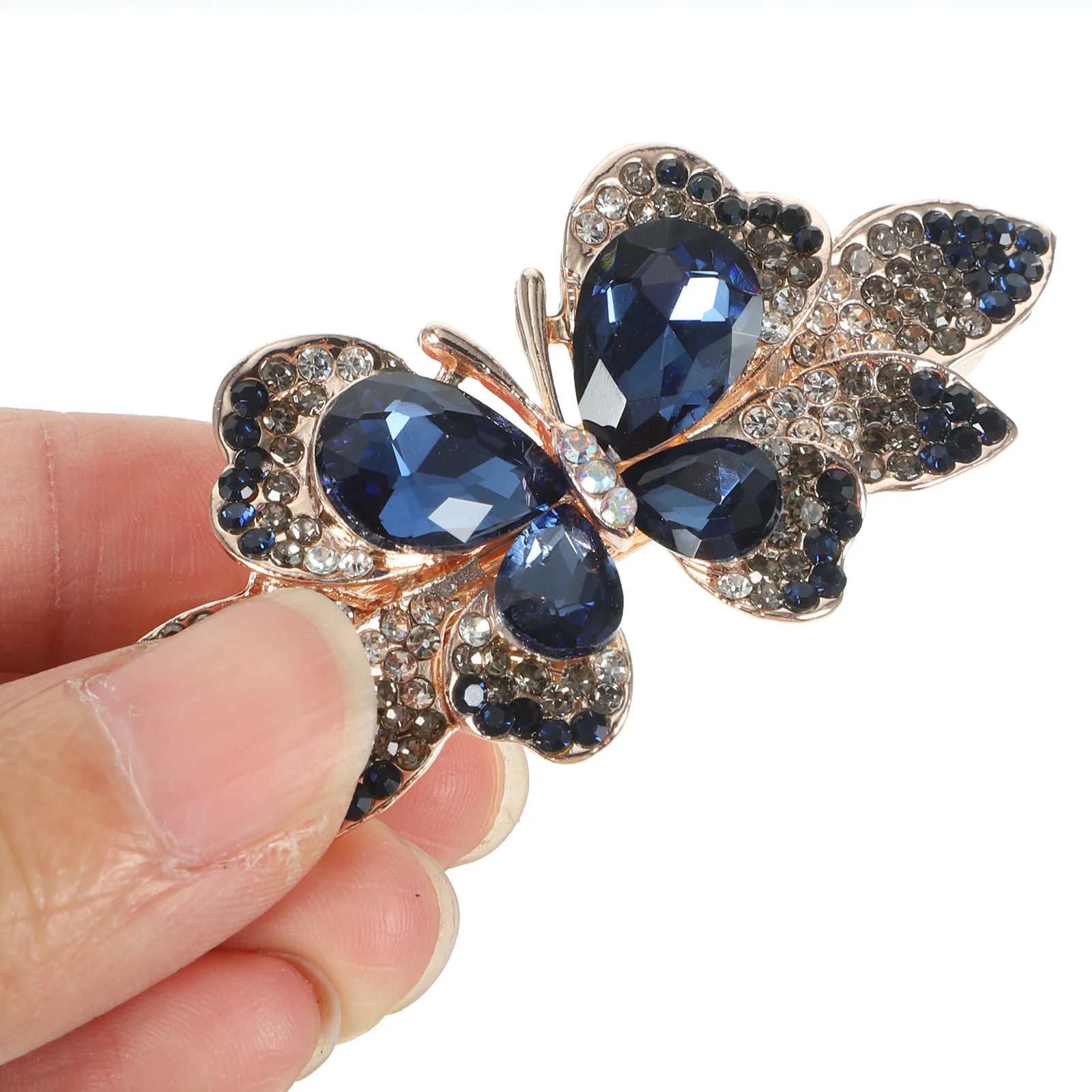 

Spring Clip Butterfly Rhinestone Barrette Women Sparkly Hair Clips For Wedding Banquet Daily Wear Crystal Hair