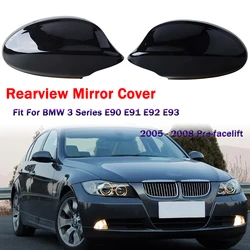 Fit For BMW 3 Series E90 E91 E92 E93 2005 - 2008 Pre-facelift Model Rearview Mirror Cover Glossy Black Side Wing Mirror Housing