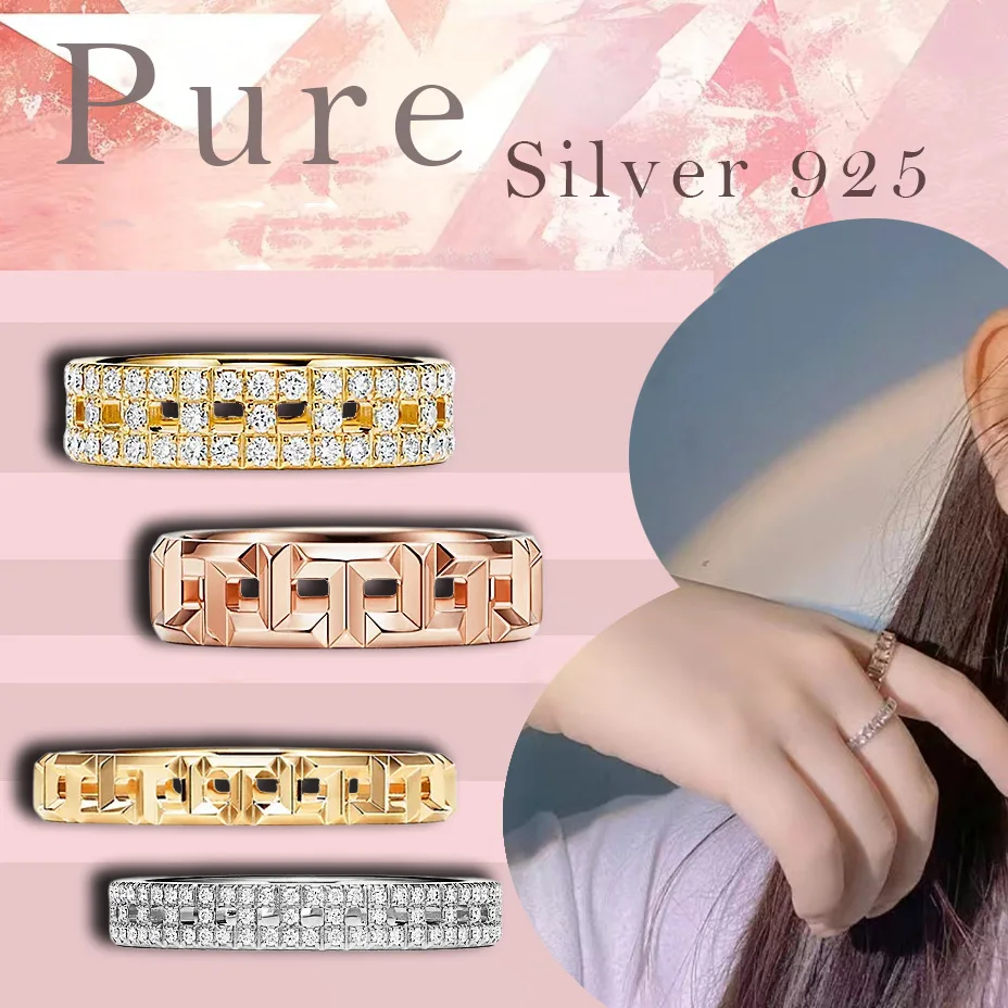 

Classic and fashionable gorgeous hollow inlaid zircon ring S925 women's ring is the first choice for birthday gifts