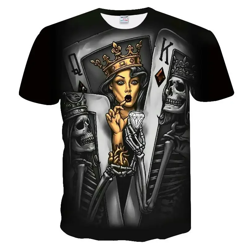 Men's skull print and beauty summer T-shirt, quick drying shirt, hip-hop, 3D print, personalized collar, short sleeved, fashiona image 2