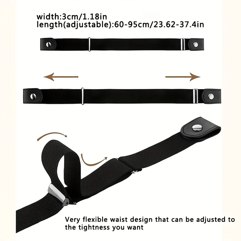1/2pcs Adjustable Elastic Waist Belts – Buckle-Free, Comfortable Fit for Jeans & Pants