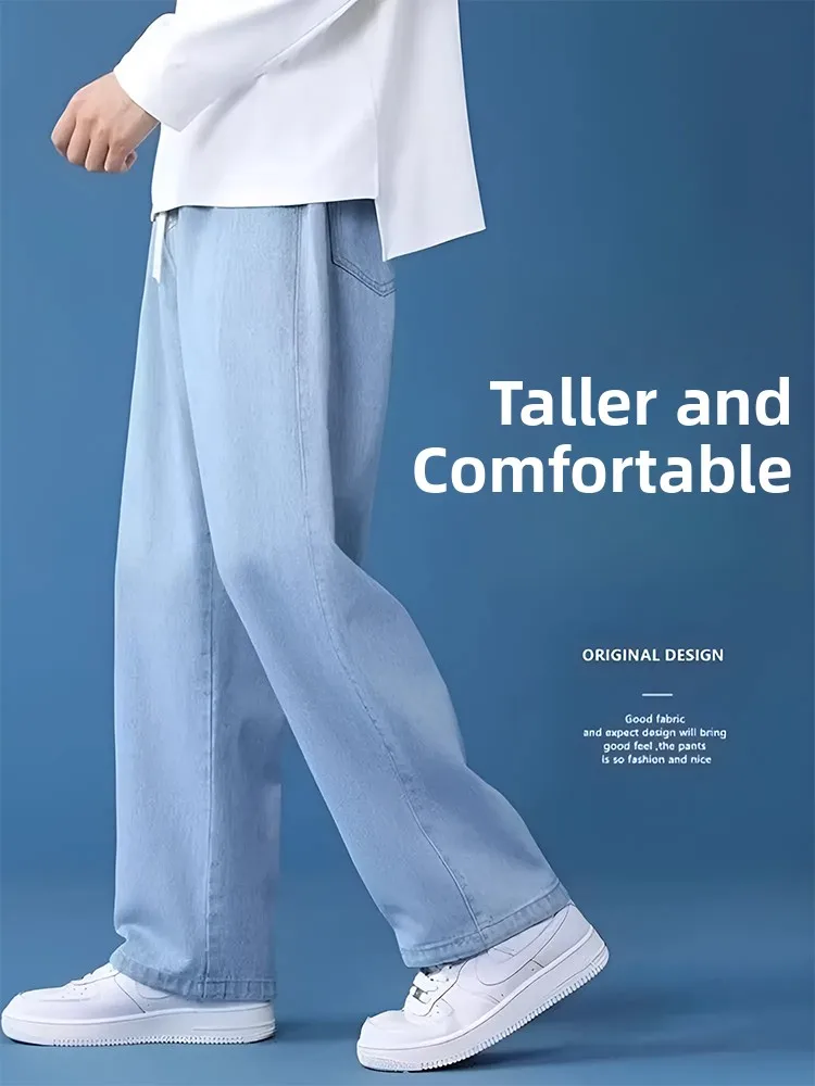 

Свободные прямые мужские джинсы, летние брендовые повседневные длинные брюки High Street Faion, широкие брюки, весна-лето, новое поступление