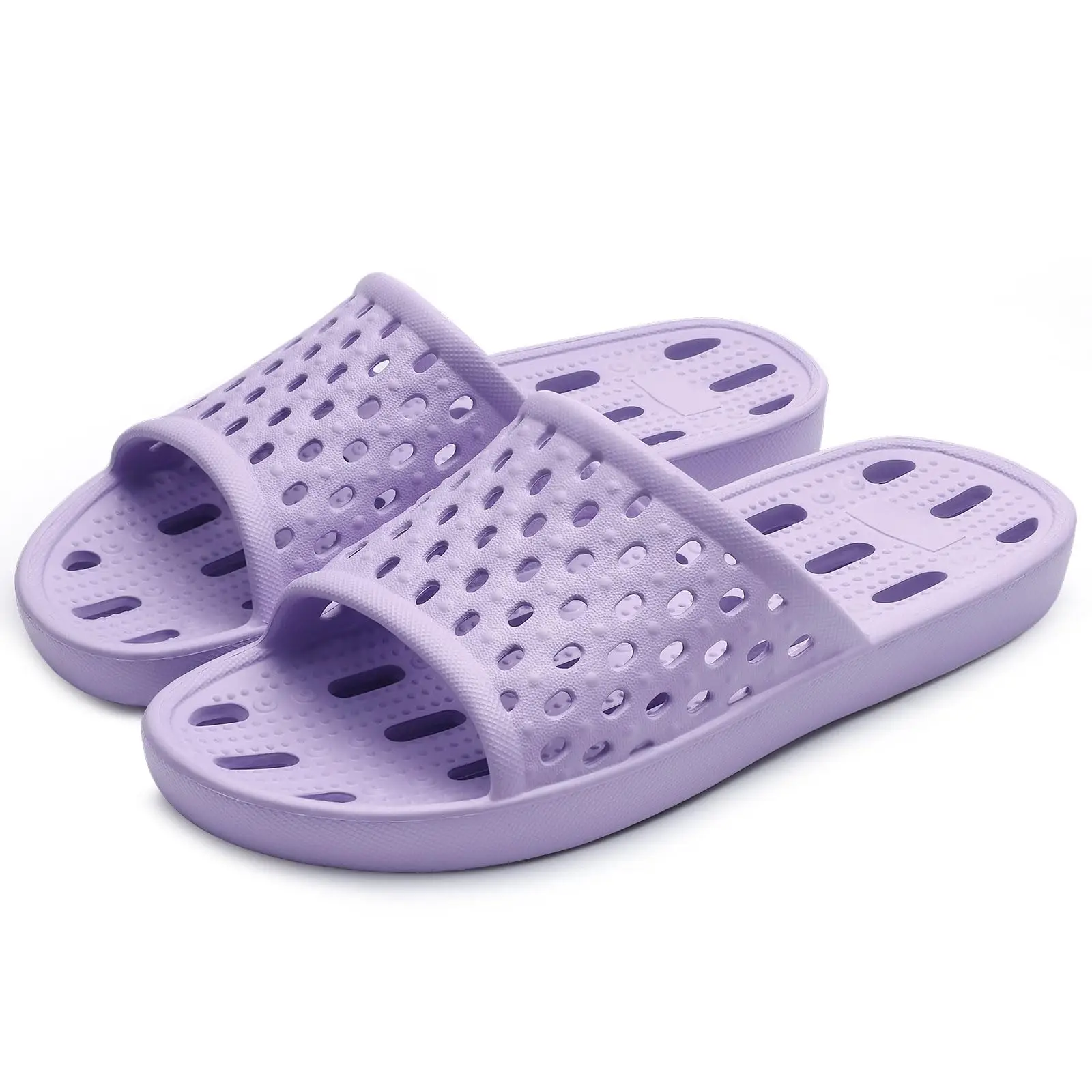 Shevalues Schnelltrocknende Damen-Duschpantoffeln, flache Slip-On-Hausschuhe, bequeme Badezimmer-Slides, rutschfeste Pool-Sandalen für den Fitnessbereich – Detail 11
