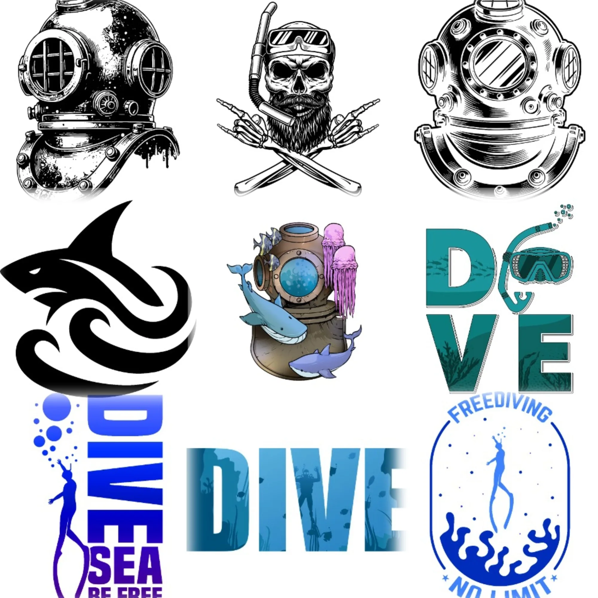

Scuba Diver Fish Creative Car Stickers Customizable Size Van Bicycle Window Fridge Helmet Wall Decal