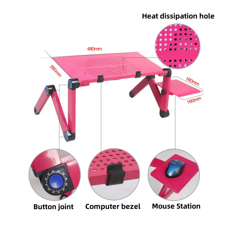 Verstellbarer Laptop-Schreibtischständer, tragbarer, ergonomischer Lapdesk aus Aluminium für TV, Bett, Sofa, PC, Notebook-Tisch, Schreibtischständer mit Mauspad