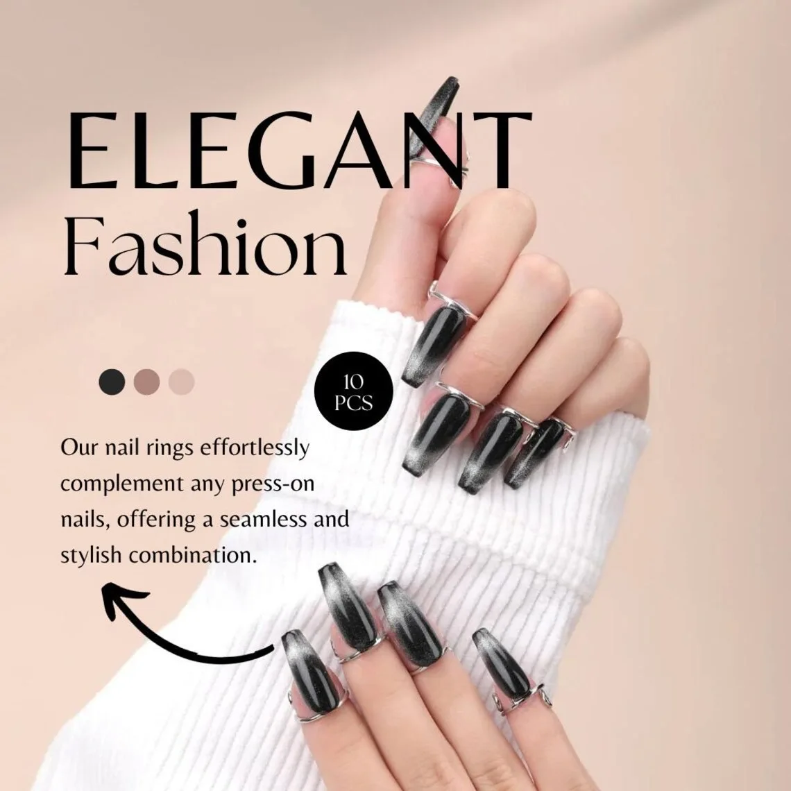 New 10 Pieces Sets Thin Nail Rings Daily Fingertip Protective Cover Trendy Ring Jewelry Gift to Girlfriend Manicure 3 Colors view 6
