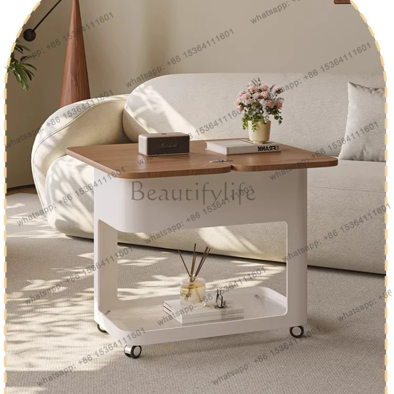 

Medieval solid wood folding coffee table, movable storage tea table