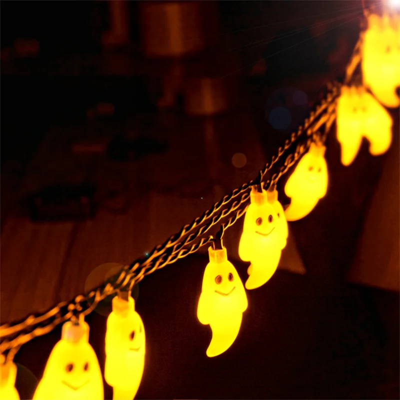 Impermeável Solar Powered Pátio Luz, Outdoor LED String Lights, Lâmpada fantasma, Dia das Bruxas, Decorações de Natal, 124, 2023