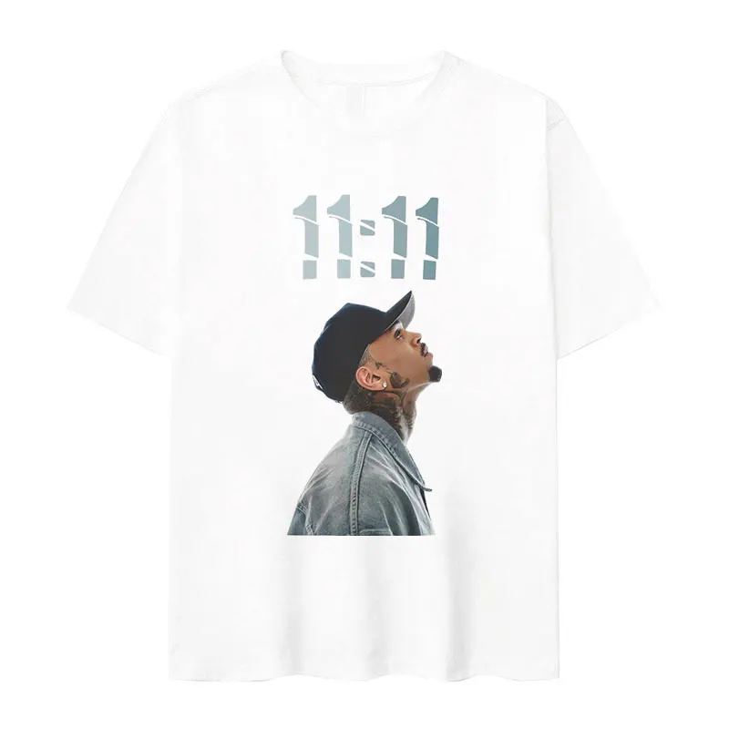 Limited Chris Brown 11:11 Tour 2024 New T Shirt Men's Cool Hip Hop Retro Style T-shirts Casual Oversized Cotton Tees Streetwear