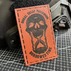 Moral Decay Skull Morale Badge PU Tactical Patch Hook & Loop Hourglass Skeleton Patches Military Armband Backpack Death Sticker