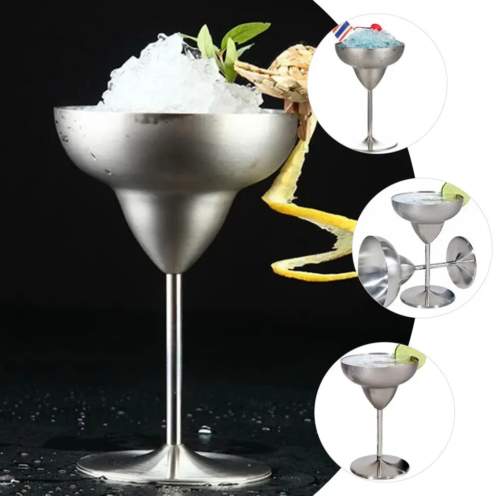 Stainless Steel Cocktail Goblet Simple Design Party Bar Metal Wine Cup Red Wine Drinking Goblet Lightweight Metal Cocktail Cups