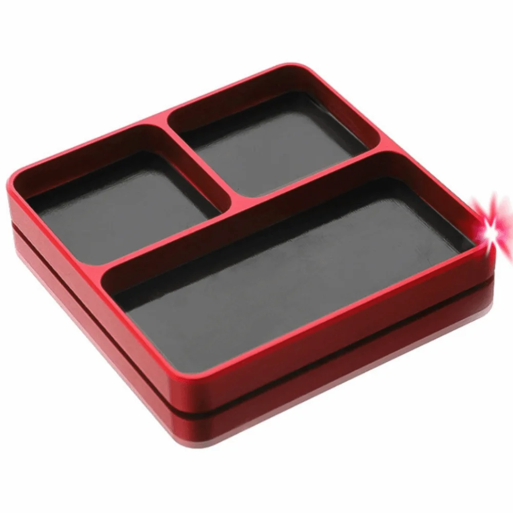 Durable Aluminum Alloy Magnetic Screw Tray 3-Compartment With Magnetic Pad Parts Holder Tray Magnet Parts Tray For RC Car