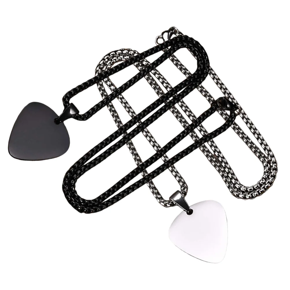 

2 Pcs Guitar Pick Chains Small Silver Creative Decor Decorative Necklace Cool Pendant Gift