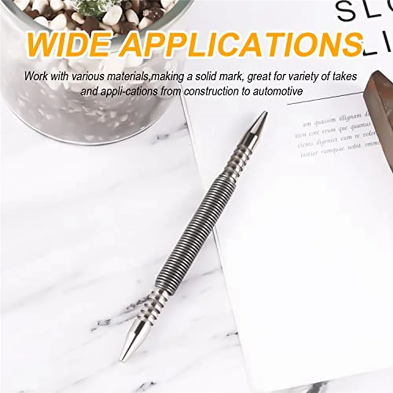 A20F-2 PCS Dual Head Nail Setters 3/32&1/8Inch Spring Nail Set Hammerless Nail Setter Punch Set