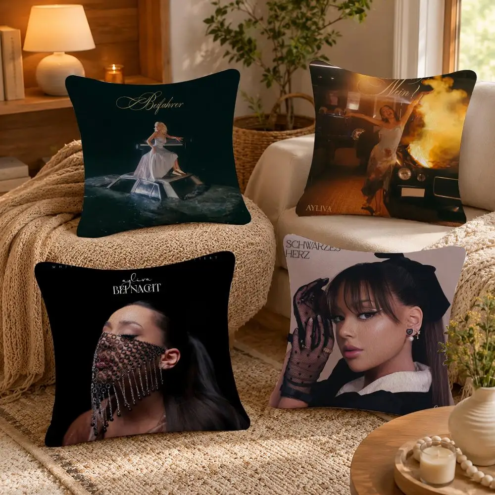 A-Ayliva Cool Singer Tour Cushion Cover Soft Short Plush Pillow Case Double Sided Print Washable Sofa Bed Home Decor Gift