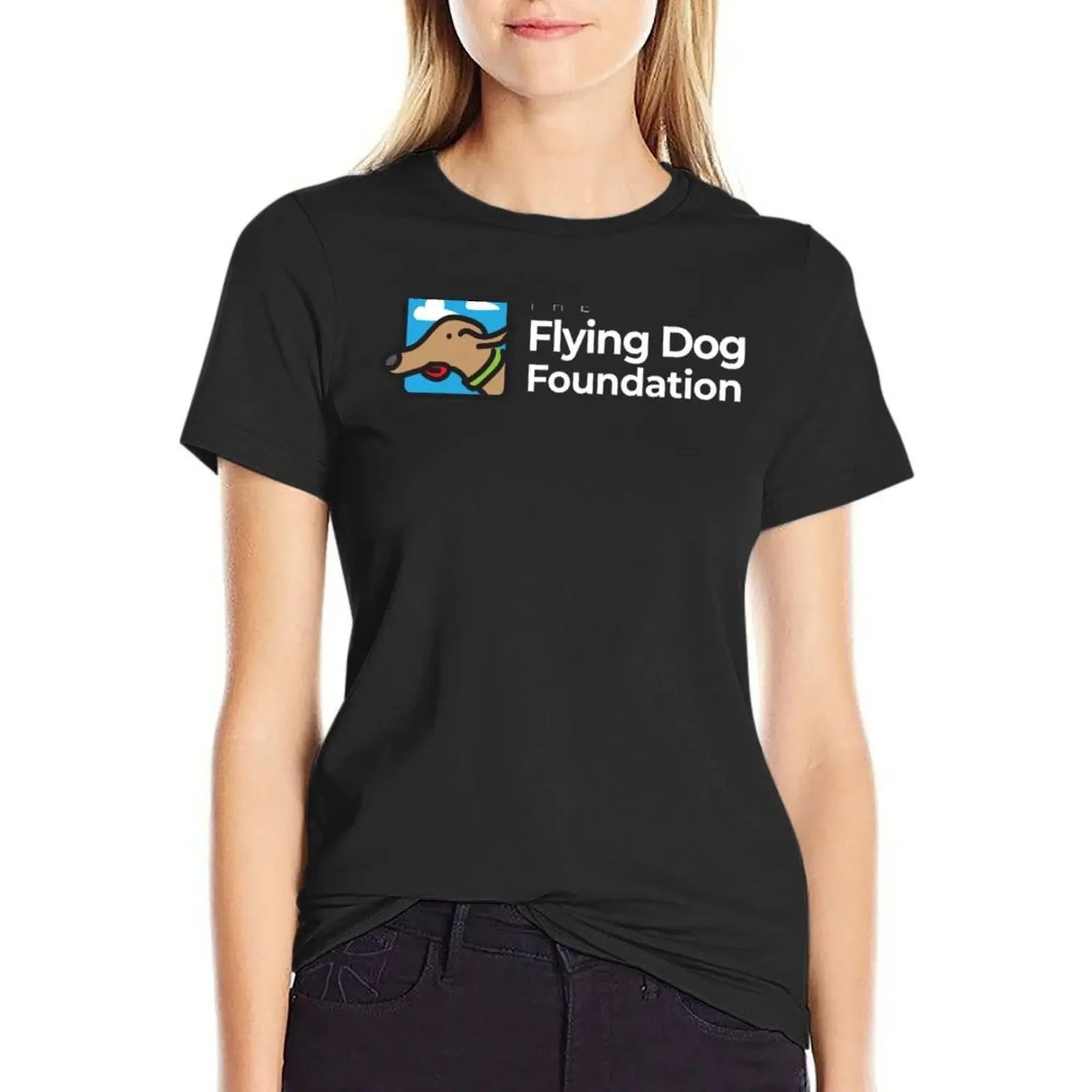 

The Flying Dog Foundation Logo - White Type Essential T-Shirt tops cute clothes Women tops