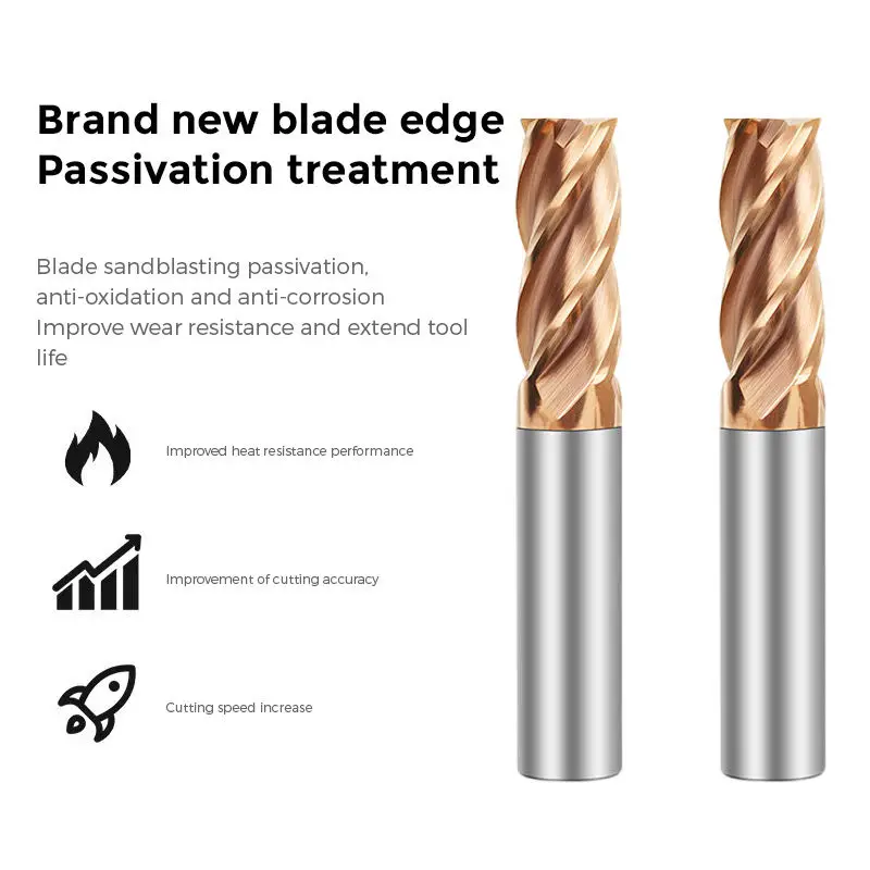 HRC55 4 Fluiten Wolfraamcarbide Frees Frees CNC Tool Legering Coating Platte Frees 1-20 Voor Metaal staal Verwerking