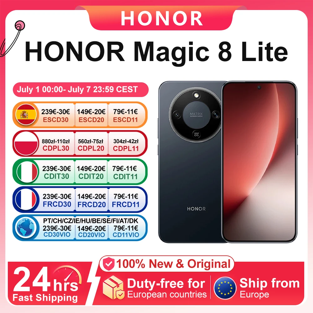 HONOR Magic 8 Lite Versión EU, Snapdragon 6 Gen 4, IP69K, Resistente a Caídas de 2.5m y al Polvo, 7500mAh, Supercarga de 66W, Cámara IA de 108MP con OIS, eSIM, Pantalla AMOLED de 6.79” y 120Hz