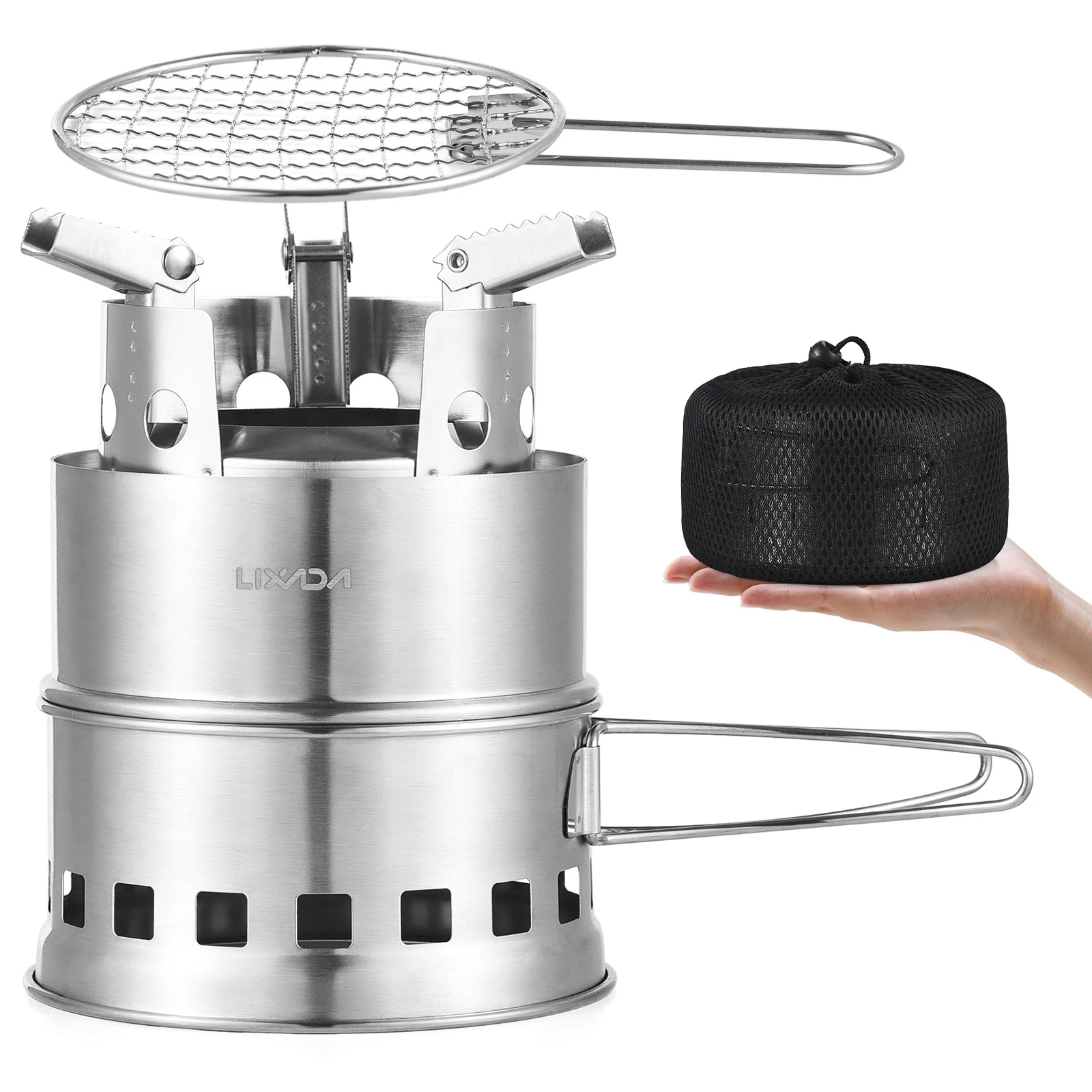 

Camping Stove Alcohol Wood Burning Survival Stove Compact Lightweight for Outdoor Backpacking Picnics BBQs Camp Stove