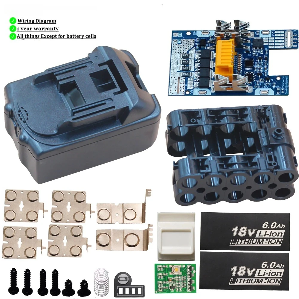 Чехол для литий-ионного аккумулятора BL1860, защита от зарядки печатной платы, коробки BL1830, для Makita, 18 В, 6,0 Ач, корпуса литий-ионного аккумулятора