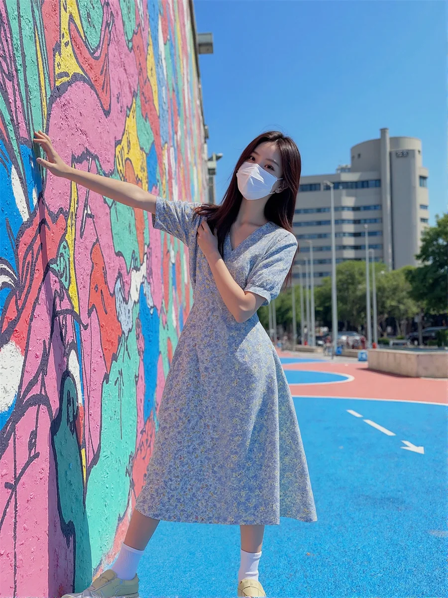 Blumiges Drapiertes Puffärmel-Kleid Damenmode Winter Schnürung Meerjungfrau Tanzkleid Hochwertig Einfarbig Stehkragen One-Line Chic