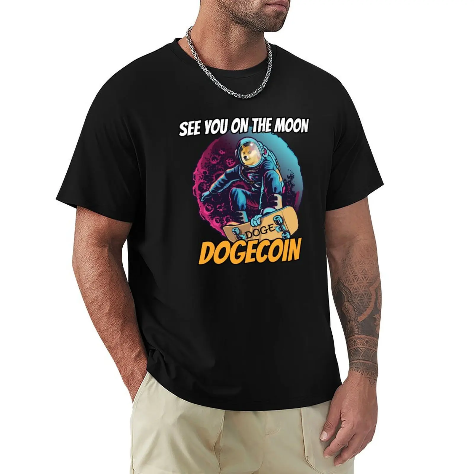 Camiseta See You on the Moon Dogecoin DOGE Cryptocurrency, ropa de verano, camisetas lisas para hombre