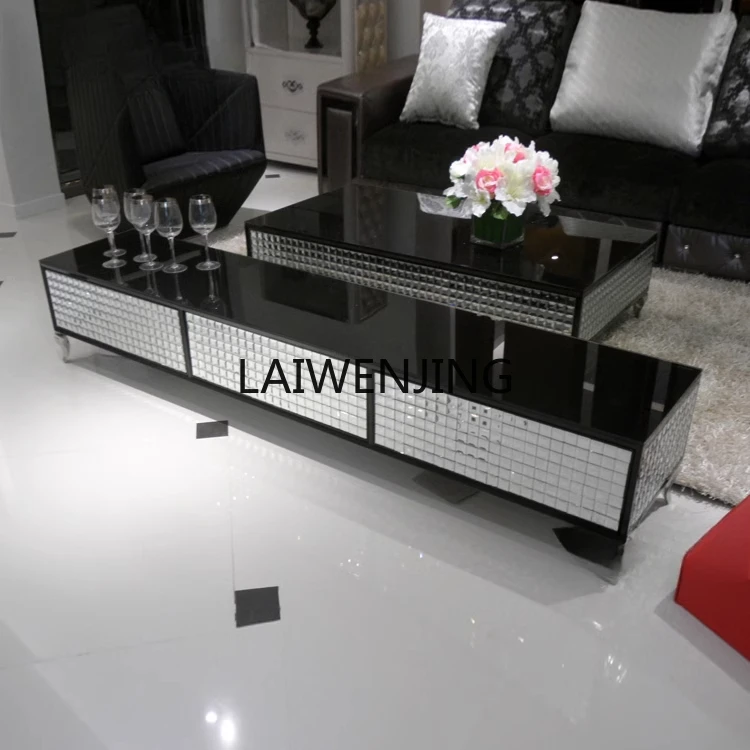 

MJY Mirror TV Cabinet Mosaic Furniture Glass TV Cabinet Fashion Simple Neoclassical