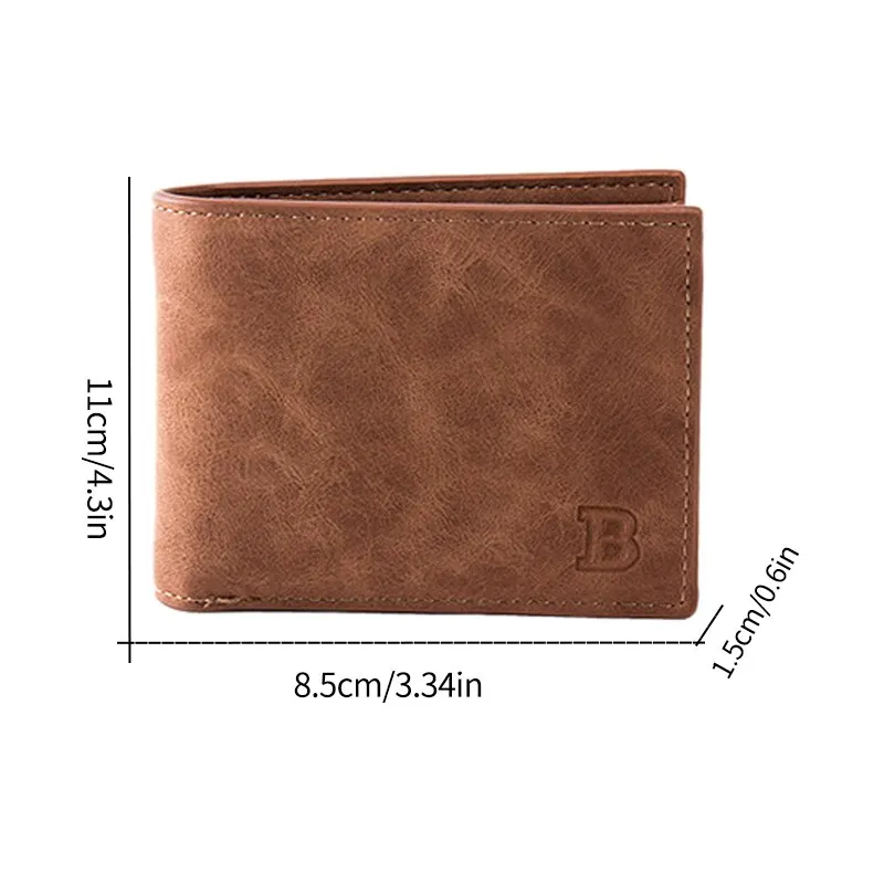 Mens Short Wallet Fashion Light Face Soft Leather Mens Horizontal Multifunctional Wallet