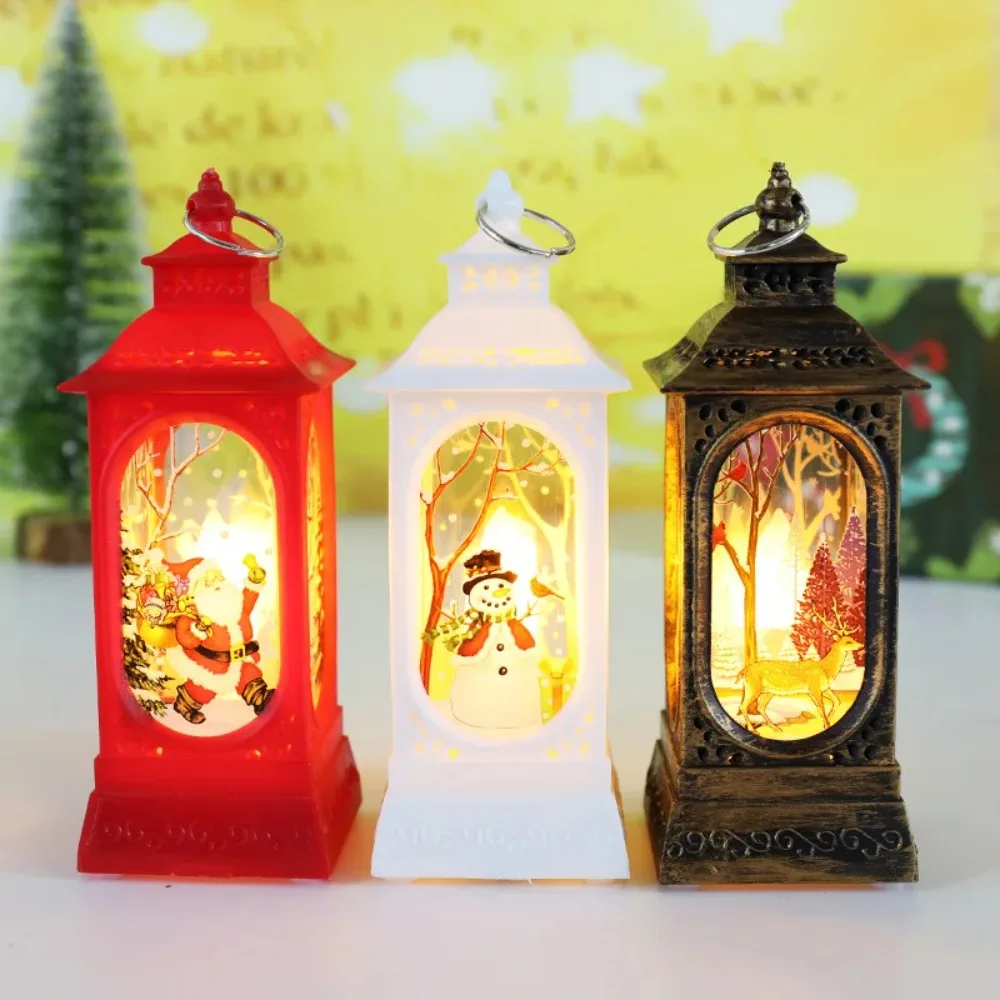 Nueva Lámpara de Viento Navideña, Lámpara de Mesa con Vela, Pequeña Lámpara Nocturna, Decoración Navideña con Muñeco de Nieve, Lámpara Nocturna Pequeña para Decoración de Escritorio