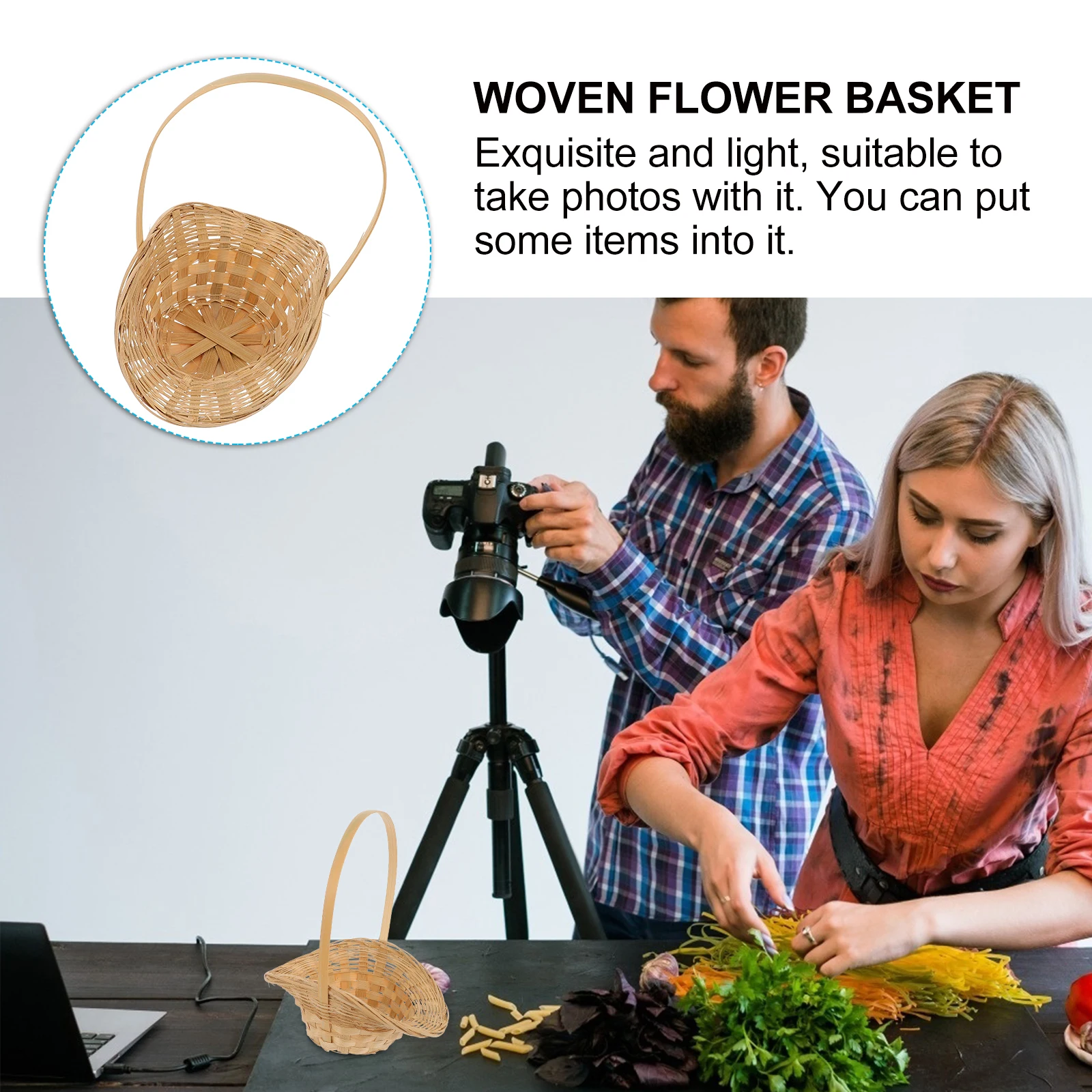 

2Pcs Premium Woven Basket Long-Lasting Natural Look Portable Bread Fruit Holder for Home Use Woven Flower Basket