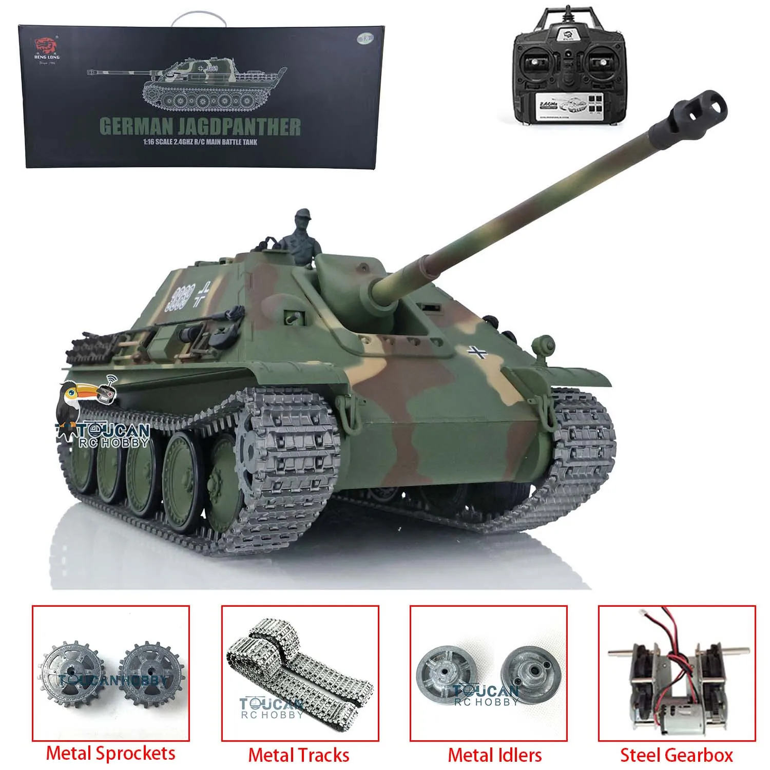 Heng long jadpanther stug iiiタンク、金属トラック、ギアボックスホイール、オハシのおもちゃ、7.0アップグレードされたタンク、rtr rc、3869、3868、1:16