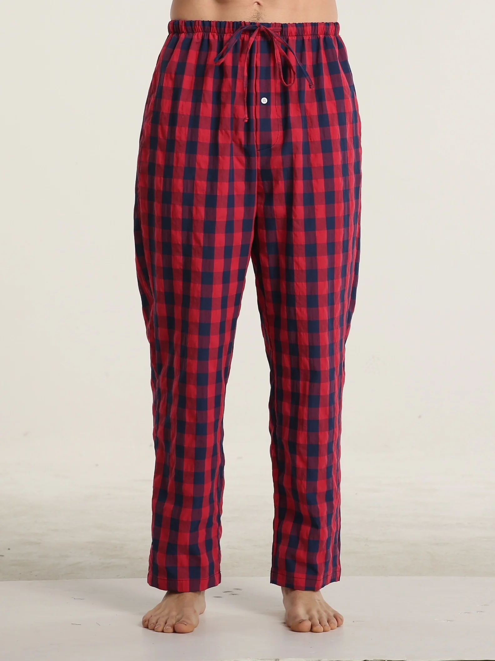 

Men's Pajama Pants Plaid Cotton Warm Comfy Sleepwear with Drawstring Pockets And Button Fly - Lounge Bottoms M-XL