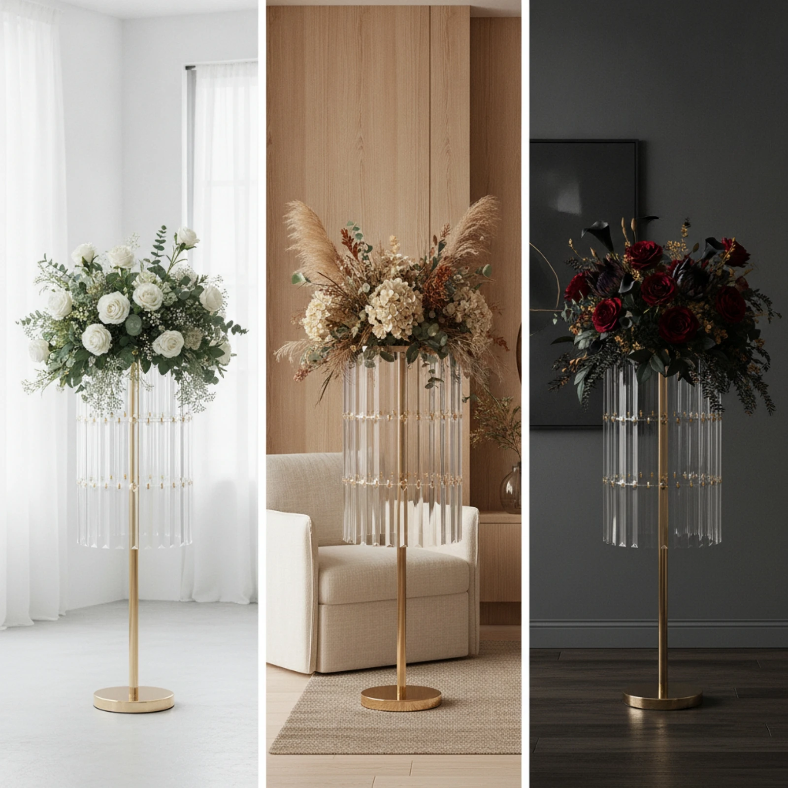 Floral Display Stand Tall Wedding Centerpiece Stand Centerpiece Riser Clear Display Riser Faceted for Florists, Weddings