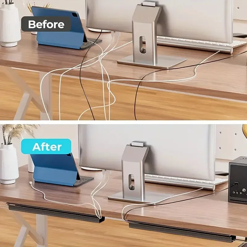 Self-Adhesive Desk Wire Organizer Tray Hide Cables Cord Management System Under Table Raceway for Workstation Gaming Desk - view 6