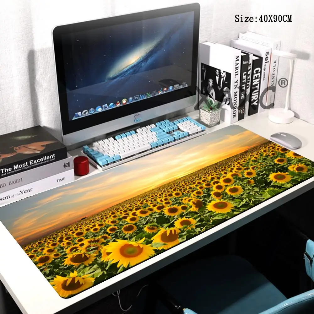 

HYBXAXC Sunflower Field Sunset Gaming Mouse Pad Large Non-Slip Desk Mat for Office Home