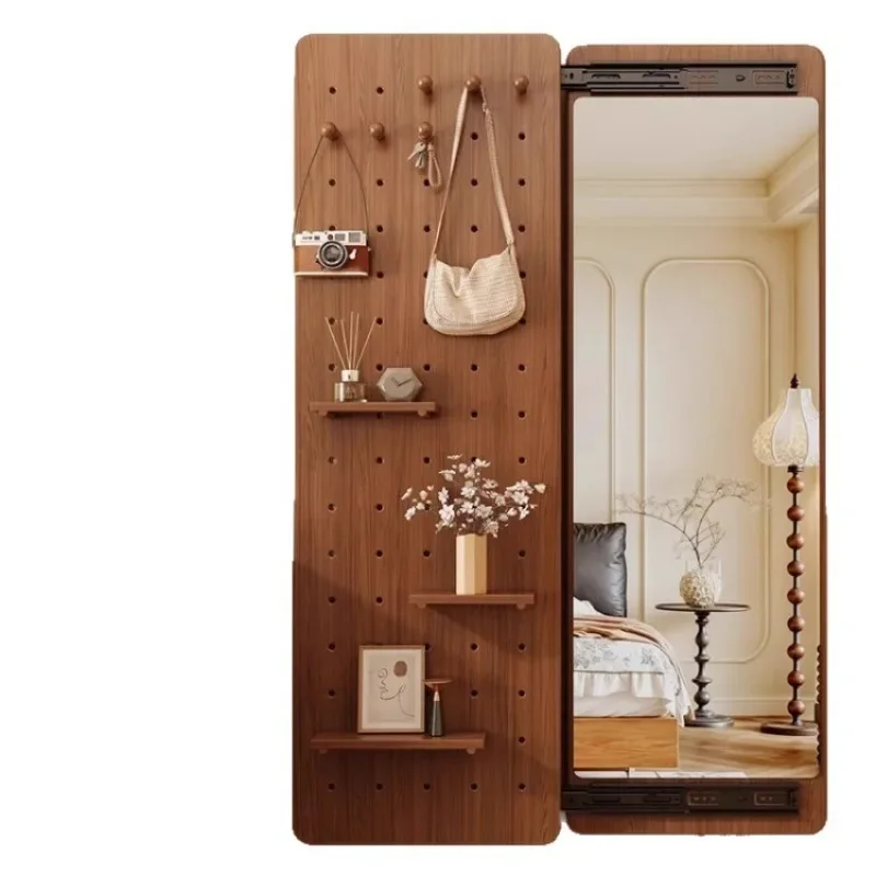 

Solid wood hole board dressing hidden modeling wall full-body mirror bedroom home fitting integrated entrance mirror