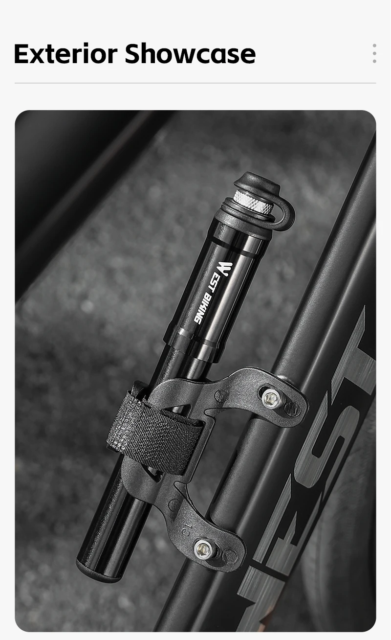 WEST BIKING Tragbare Fahrradpumpe 130PSI Hochdruck Presta Schrader Ventil Aluminiumlegierung Mini-Luftpumpe MTB Rennrad Zubehör – Detail 13