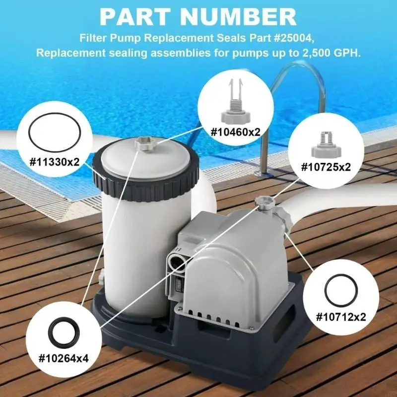 F92F Pup Repair Repair Pile Remplacement Filtre Pompe JOINTS VALVES PVC Texture Pièce secours Convient pour les