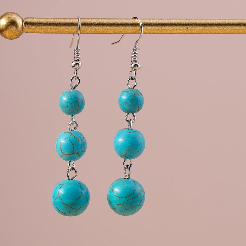 Aihua Geburtsstein Achat Perlen Naturstein Ohrringe Neue Ankunft Lange Perlen Steine Baumeln Ohrringe für Frauen Schmuck Geschenke – Detail 8