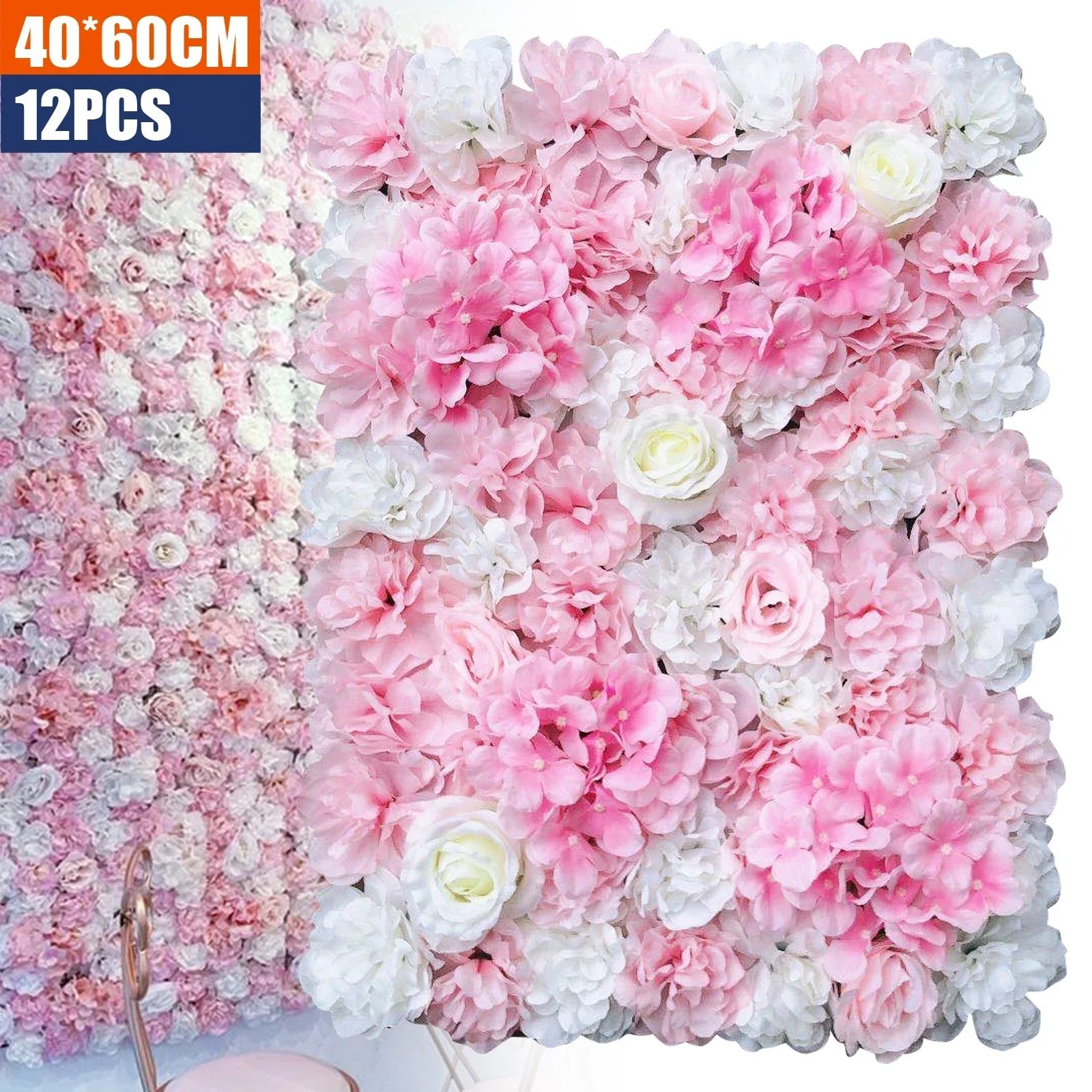 12 Pieces Artificial Silk Flower Wall Flower Column Panel Wedding Photography Venue Party DIY Decoration