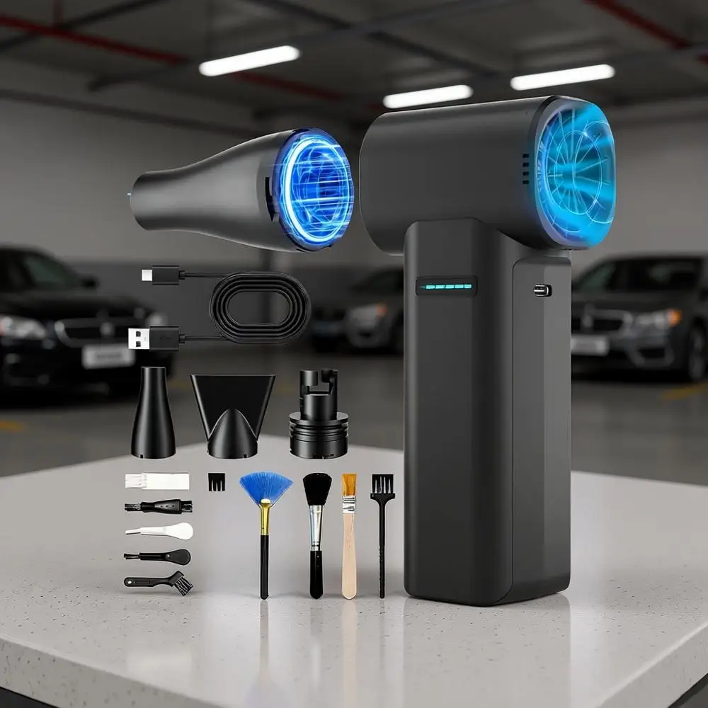 

Бесщеточный двигатель с силой ветра до 1,1 фунта, 3-скоростной пылесос, быстрая зарядка, электрический очиститель для ПК, автомобиля, дома, улицы