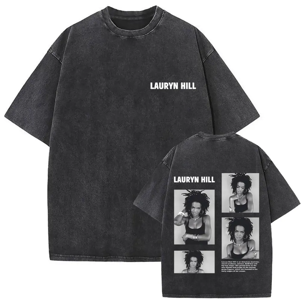 

Washed Vintage Lauryn Hill Merch T-shirt Men Women Clothing Hip Hop Retro Oversized Short Sleeve T Shirts 90s Classic Streetwear
