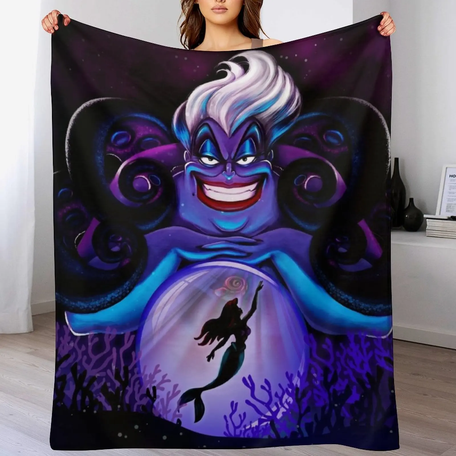 

Ursula the witch of the seas Throw Blanket Luxury Brand Polar Soft Plaid Blankets