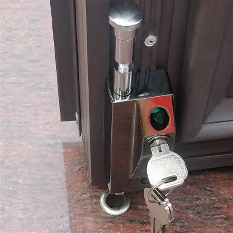 FTGT-Sliding Door Lock for Window Glass Patio Doors Silver Auxiliary Security Lock Glass Door Lock Mortise Lock