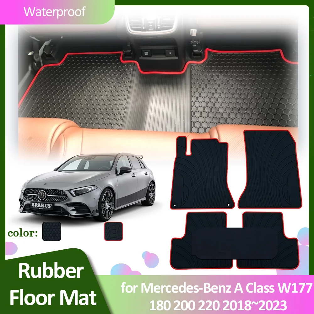 Rubber Floor Mat for Mercedes-Benz A Class W177 180 200 220 2018~2023 Foot Interior Liner Carpet Waterproof Custom Accessories