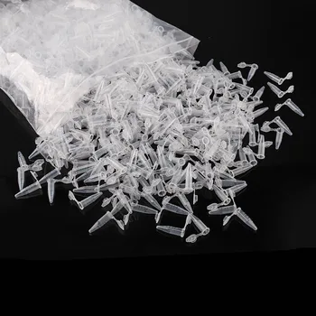 50 قطعة من أنابيب الطرد المركزي البلاستيكية الشفافة للمختبر سعة 0.5 مل مع أغطية حاوية بغطاء المفاجئة لعينات المختبرات