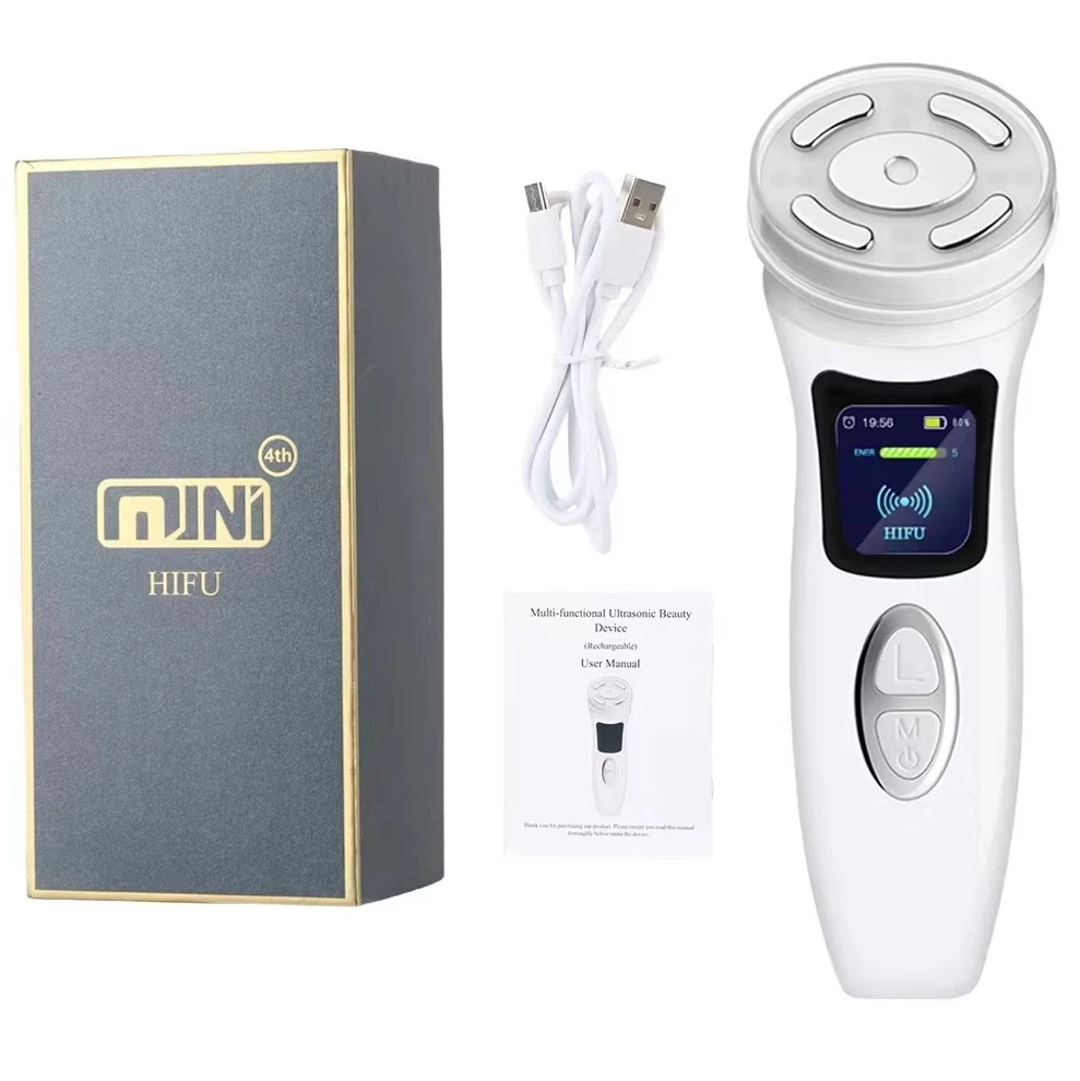 

IFINE Beauty Перезаряжаемое ультразвуковое устройство 4 в 1, лифтинг лица, светодиодная фотонная терапия, EMS, машина для подтяжки кожи лица