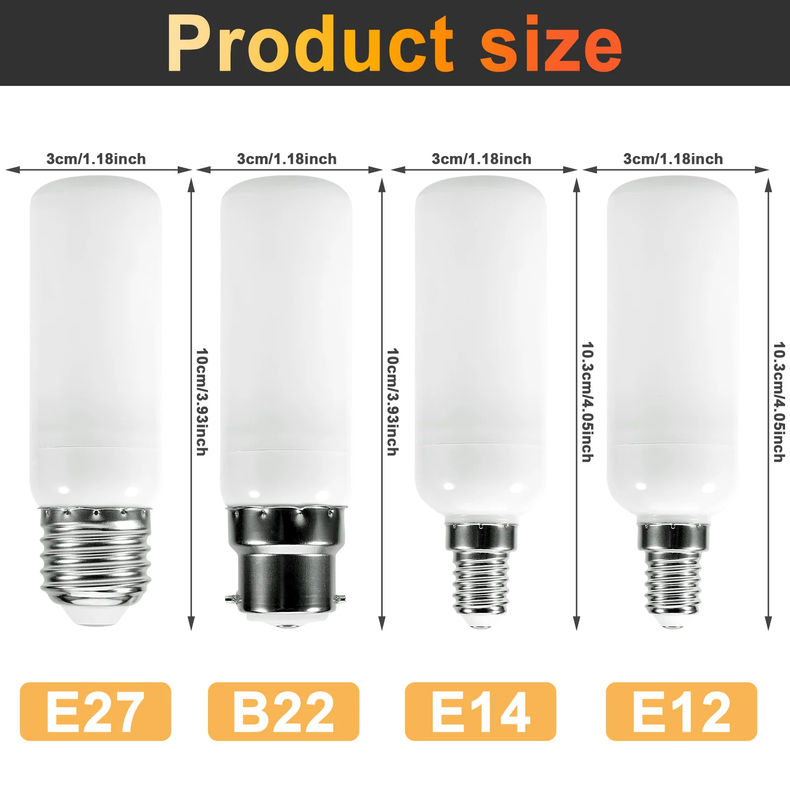 E12/E14/E27/B22 5W LED Fire Flame Bulb Lights 3 Modes Dynamic Flickering Effect Lamp for Indoor Outdoor Home Party Decoration