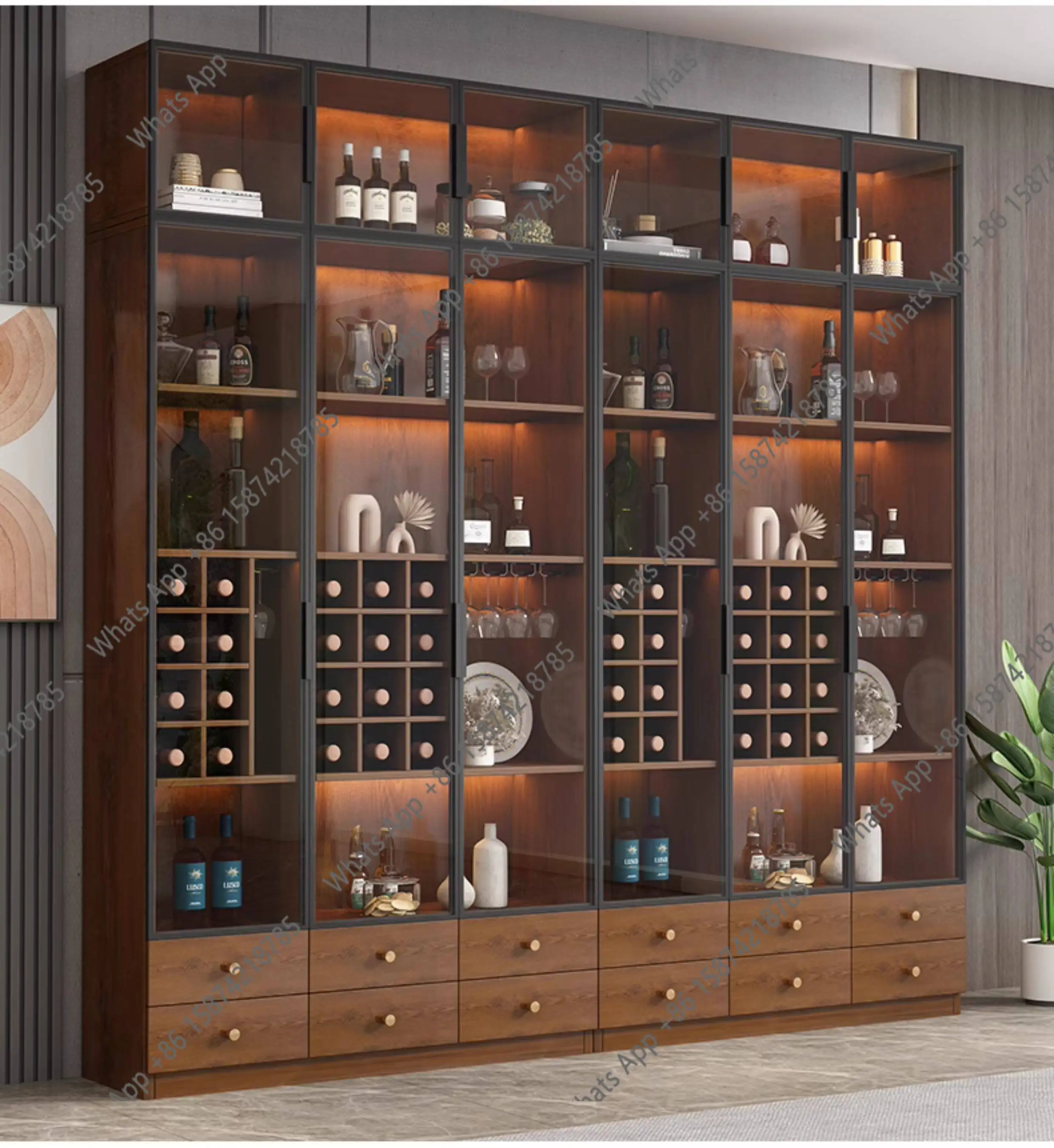 Glass small wine cabinet display living room 2026 new wine rack high-end light luxury modern home wall commercial dining side ca